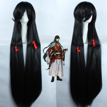 Touken Ranbu Online game Izuminokami kanesada cosplay party 47" black nime wigs with a braids