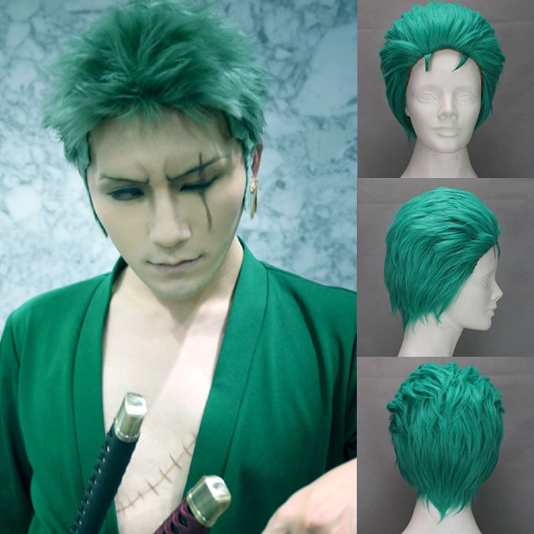 ONE PIECE Roronoa Zoro cosplay wig Comic-Con Party Halloween green ...