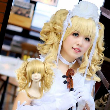 Black Butler Elizabeth Midford cosplay wig Comic-Con Party blond curly pigtails Anime wigs