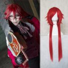 Black Butler red butler Grell Sutcliff cosplay wig Comic-Con Party Dark grey pigtails Anime wigs