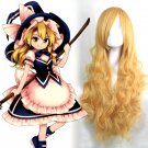Touhou Project 霧雨 魔理沙 Marisa Kirisame cosplay wig Comic-Con Party golden curly Anime wigs