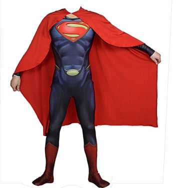 DC'S super man cosplay suit Comic-Con Halloween party zentai Costume with a cape