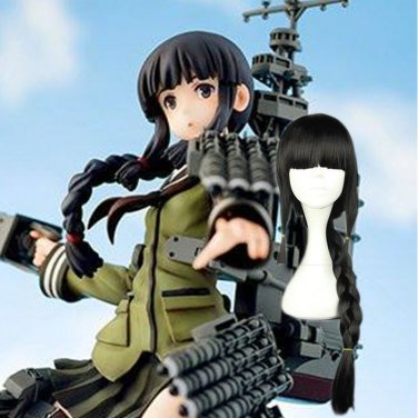 Kantai Collection &aring;��&auml;&cedil;� Kitakami cosplay wig black braids Halloween Comic-Con Party Anime wigs