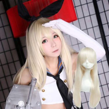 Kantai Collection &aring;&sup2;�&eacute;&pound;�  shimakaze cosplay wig beige straight Halloween Comic-Con Party Anime wigs