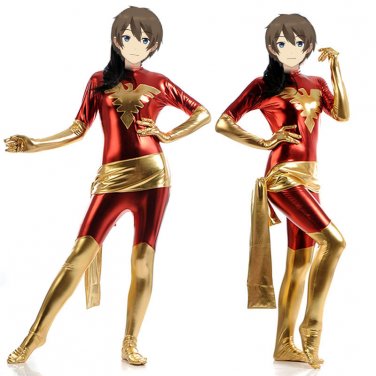 X-men Jean Grey Phoenix Cosplay zentai Bodysuit red enamel leather Halloween party Costume