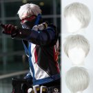 Overwatch ow Soldier: 76 cosplay wig white short Halloween Comic-Con Party Anime wigs