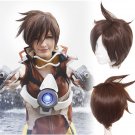 Overwatch ow Tracer cosplay wig brown short Halloween Comic-Con Party Anime wigs