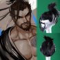 Overwatch ow Shimada Hanzo cosplay wig anime Party black Slicked-back hair wigs with whiskers