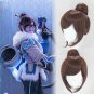 Overwatch ow Mei-Ling Zhou cosplay wig brown Knot Halloween Comic-Con Party Anime wigs