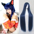 LOL Ahri cosplay wigs deep blue long straight Halloween Comic-Con Party Anime wig