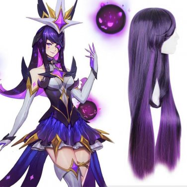 LOL Syndra  cosplay wigs deep purple straight Halloween Comic-Con Party Anime wig