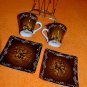 2 COFFEE CUP + 2 SAUCERS SET WITH METAL RACK BRAND NEW IN BOX GREAT GIFT ITEM