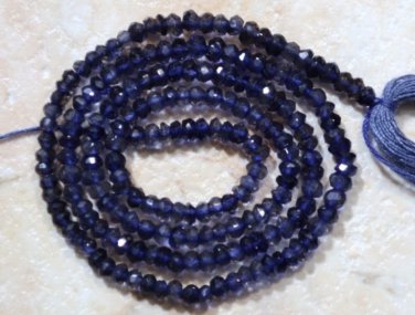 Micro faceted Dazzling IOLITE 3-3.5mm Rondelle Gemstone Beads 14" strand A++