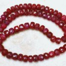 Real Ruby 3-3.5mm (15 Precious Faceted Rondelle) Gemstone Beads 4.5 ctw A Grade