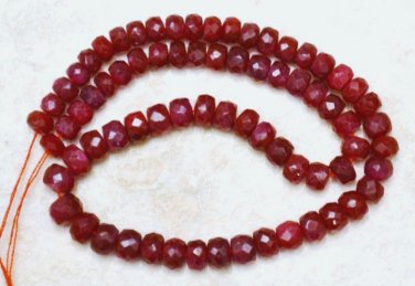 Real Ruby 3-3.5mm (15 Precious Faceted Rondelle) Gemstone Beads 4.5 ctw A Grade