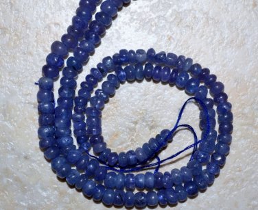TANZANITE 3-4mm PLAIN Rondelle Gemstone Beads 6" Strand 22 Ctw