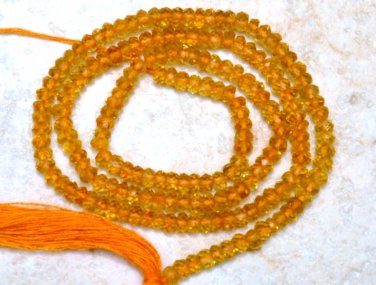 Micro Cut Faceted CITRINE 4-4.5mm Rondelle Gemstone Beads 7" str A+