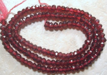 Micro Faceted Rhodolite GARNET 3.5-4 mm FACETED Rondell Beads 14" strand