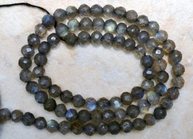 Natural LABRADORITE 4-4.5mm FACETED Round Gemstone Beads 14" Strand