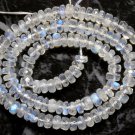 Micro Faceted Fire Rainbow Moonstone LARGE 5.5-6mm Rondelle Gemstone 14" Str A++