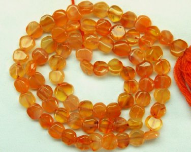 Fire CARNELIAN 6mm Coin Gemstone Beads 14" st
