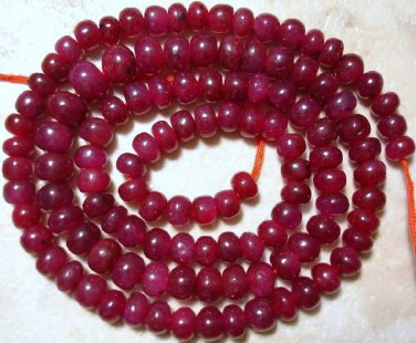 Precious Ruby 3.5-4mm (15 PLAIN Rondelle) Gemstone Beads 8 Ctw