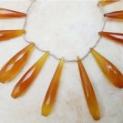Champagne CHALCEDONY 32-45mm (3 Pc Set Faceted Elongated DROPS) Select-A-Size