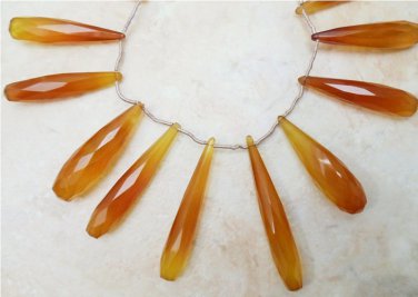Champagne CHALCEDONY 32-45mm (3 Pc Set Faceted Elongated DROPS) Select-A-Size