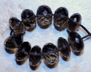 Micro Faceted SMOKY Quartz 6-7.5mm (5 Rondelle Beads) Select-a-Size