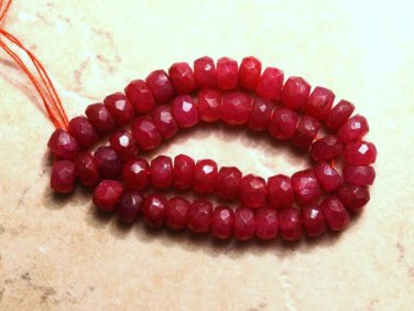 Real Ruby 3.6-4.0mm (50 Precious Faceted Rondelle Beads) Gemstones Select-A-Size