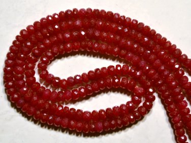 Precious Ruby 2.5-3mm Faceted Rondelle Gemstone 8" Str ~110 Pcs (Pick A Weight)