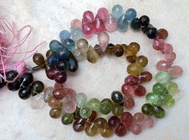 Micro Faceted Multi TOURMALINE 4.5-6mm X 3mm Sidedrill DROPS 9.5" Str 41 Ctw A+
