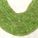 Micro faceted Peridot 3.5-4.5mm Rondelle Gemstone Beads 14" Strand A+