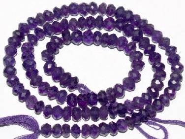 Micro Faceted AMETHYST 3-4mm Rondelle Gemstone Beads 14" strand A++