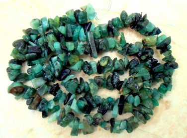 Natural EMERALD 3-5mm Gemstone Chips 35" str