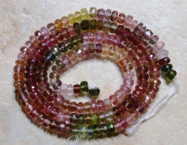 Micro FACETED Multi TOURMALINE 2.5-3 mm Rondelle Gemstone Beads 14.5" Strand A++