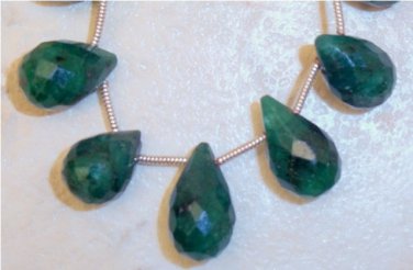 Real Emerald 10x6.5mm (2 Faceted Drops) Briolette 10Ctw