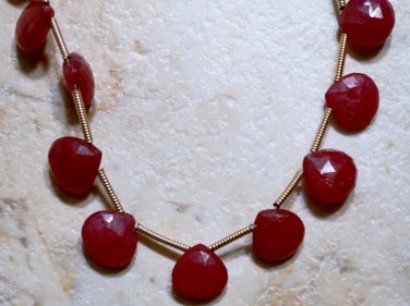 Real Precious Ruby 6.5-8.5mm (5 Pcs Faceted HEART) Sidedrill Dops