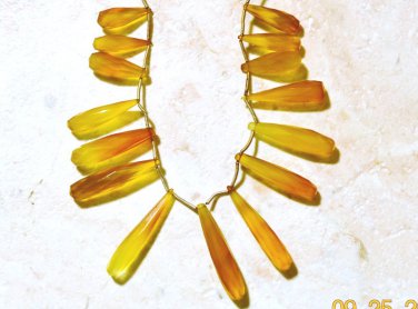 Golden Yellow CHALCEDONY 24-35mm (3 Pc Set Faceted Elongated Drop) Select-A-Size