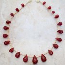 Real Ruby 6- 15mm Long (21 Faceted DROPS) Sidedrill Gemstone Beads Select-a-Size