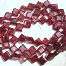 GARNET 6-7mm Faceted Square Gemstone Beads 14" long strand