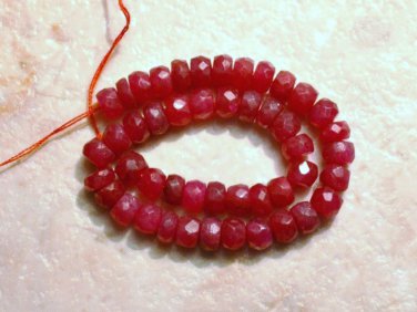 Real Ruby 4+mm Precious Faceted Rondelle Beads 5" long Strand Select-A-Size