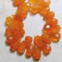 CARNELIAN 11-13mm long (10 Faceted Sidedrill Drops) Gemstone Beads 6gms