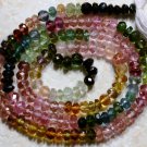 Micro FACETED TOURMALINE 3.5-4 mm Rondelle Gemstone 14" Strand A++