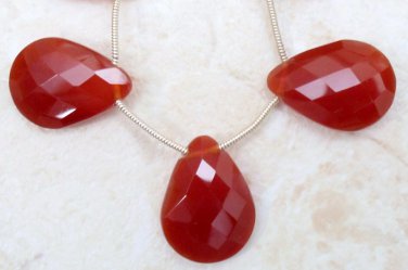 FACETED CARNELIAN CHALCY 22mm PEAR (2 Pcs -1 Pair) 24Ct