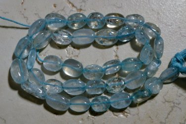 Crystal Blue QUARTZ 9x7mm Oval Gemstone Beads 15"