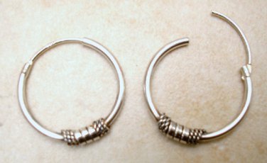 GUARENTEED 925 STERLING Silver 15mm Beaded Hoops SE33