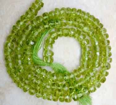Deep Green PERIDOT 4.5-5mm Faceted Rondelle Gemstone Beads 13.5-14" Strand