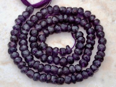 AMETHYST 5-5.5mm Faceted BUTTON Gemstone Beads 14" strand