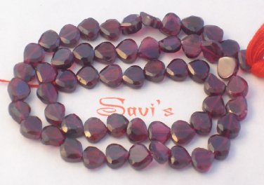 GARNET 6mm FACETED HEART Gemstone Beads 14" strand